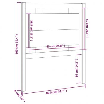 Kopfteil Grau 80,5x4x100 cm Massivholz Kiefer