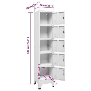 Schließfachschrank Hellgrau 38x40x180 cm Stahl