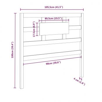 Bett-Kopfteil Grau 105,5x4x100 cm Massivholz Kiefer