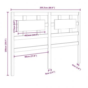 Bett-Kopfteil 205,5x4x100 cm Massivholz Kiefer