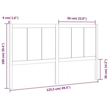 Kopfteil Grau 125,5x4x100 cm Massivholz Kiefer