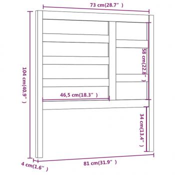 Bett-Kopfteil Honigbraun 81x4x104 cm Massivholz Kiefer