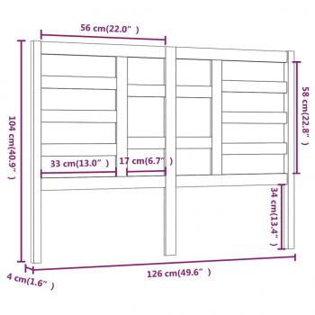 Bett-Kopfteil Grau 106x4x104 cm Massivholz Kiefer