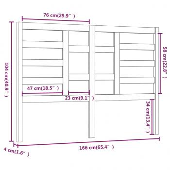 Bett-Kopfteil Grau 166x4x104 cm Massivholz Kiefer