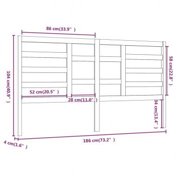 Bett-Kopfteil Weiß 186x4x104 cm Massivholz Kiefer