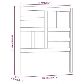 Bett-Kopfteil Grau 81x4x104 cm Massivholz Kiefer