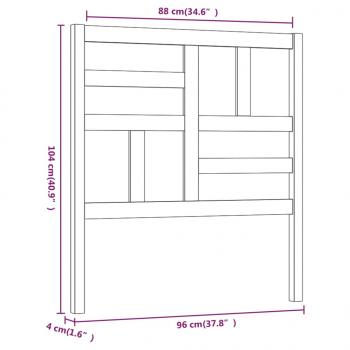 Bett-Kopfteil Grau 96x4x104 cm Massivholz Kiefer