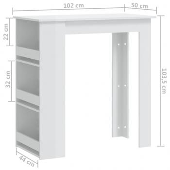 Bartisch mit Regal Hochglanz-Weiß 102x50x103,5 cm