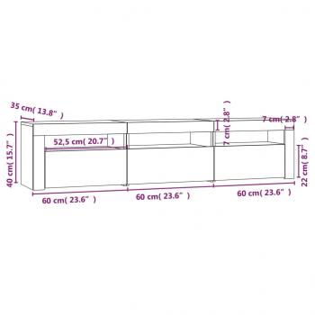 TV-Schrank mit LED-Leuchten Hochglanz-Weiß 180x35x40 cm