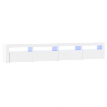 TV-Schrank mit LED-Leuchten Hochglanz-Weiß 240x35x40 cm