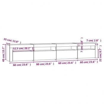 TV-Schrank mit LED-Leuchten Hochglanz-Weiß 240x35x40 cm