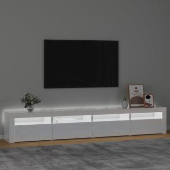 TV-Schrank mit LED-Leuchten Hochglanz-Weiß 240x35x40 cm