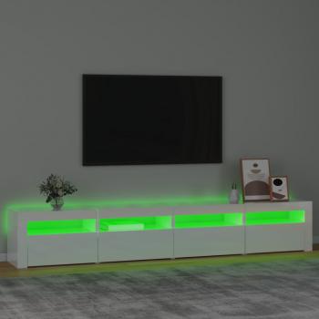 TV-Schrank mit LED-Leuchten Hochglanz-Weiß 240x35x40 cm