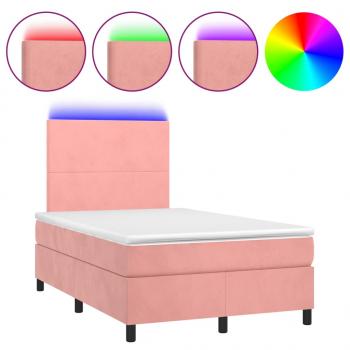 Boxspringbett mit Matratze & LED Rosa 120x200 cm Samt