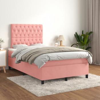 ARDEBO.de - Boxspringbett mit Matratze Rosa 120x200 cm Samt