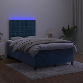 Boxspringbett mit Matratze & LED Dunkelblau 120x200 cm Samt