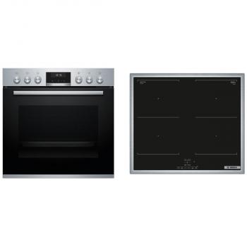 ARDEBO.de Bosch HND617LS61 EEK: A Einbauherd-Set mit Induktionskochfeld (HEA517BS1+NVQ645CB6E), 60cm breit, Flex Induction, AutoPilot, Kindersicherung, 71L, edelstahl