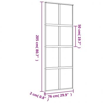 Schiebetür Golden 76x205 cm Matt ESG-Glas und Aluminium