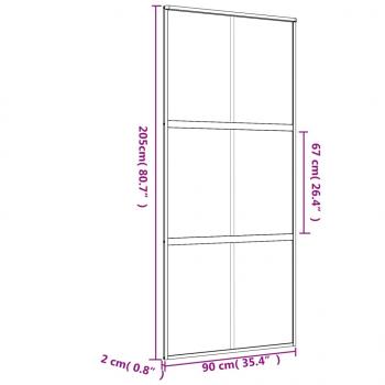 Schiebetür Golden 90x205 cm Matt ESG-Glas und Aluminium