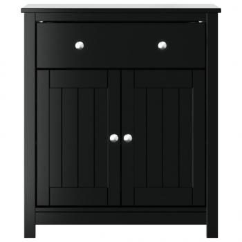 Badschrank BERG Schwarz 69,5x34x80 cm Massivholz Kiefer