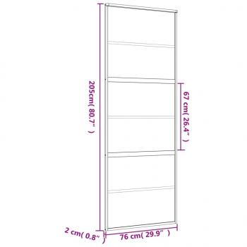 Schiebetür Golden 76x205 cm Matt ESG-Glas und Aluminium