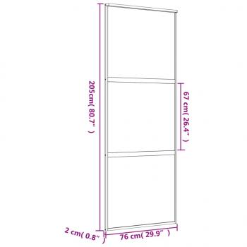 Schiebetür Golden 76x205 cm ESG-Klarglas und Aluminium