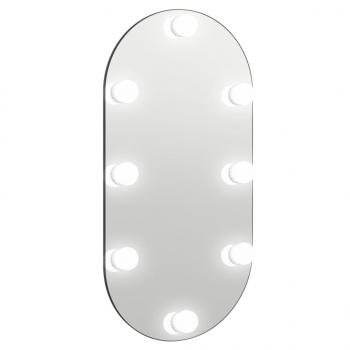 Spiegel mit LED-Leuchten 80x40 cm Glas Oval