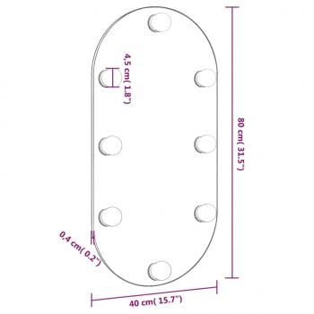 Spiegel mit LED-Leuchten 80x40 cm Glas Oval