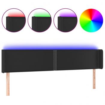 LED Kopfteil Schwarz 183x16x78/88 cm Kunstleder