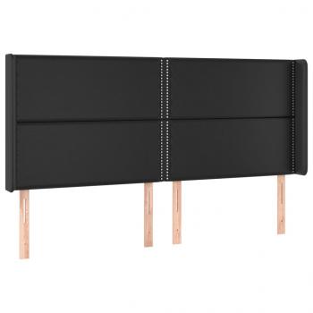 LED Kopfteil Schwarz 183x16x118/128 cm Kunstleder