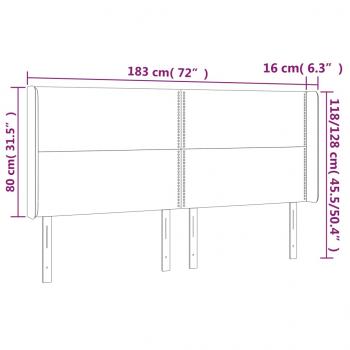 LED Kopfteil Schwarz 183x16x118/128 cm Kunstleder