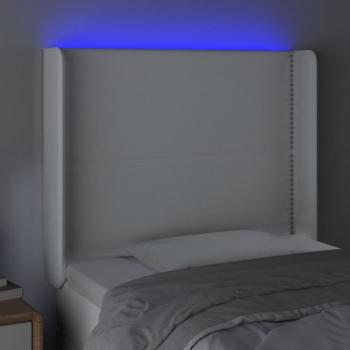 LED Kopfteil Weiß 93x16x118/128 cm Kunstleder