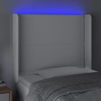 LED Kopfteil Weiß 103x16x118/128 cm Kunstleder