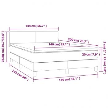 Boxspringbett mit Matratze & LED Creme 140x200 cm Stoff