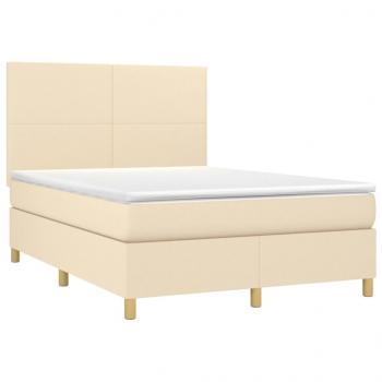 Boxspringbett mit Matratze & LED Creme 140x190 cm Stoff