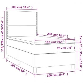 Boxspringbett mit Matratze & LED Weiß 100x200 cm Kunstleder