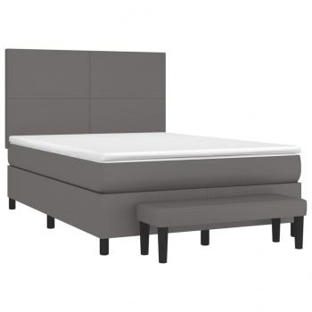 Boxspringbett mit Matratze Grau 140x200 cm Kunstleder