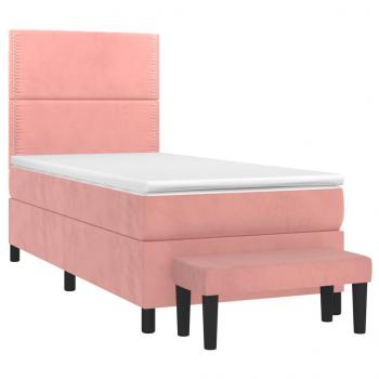 Boxspringbett mit Matratze Rosa 90x190 cm Samt