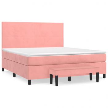 Boxspringbett mit Matratze Rosa 160x200 cm Samt