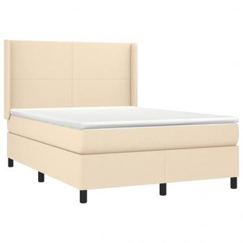 Boxspringbett mit Matratze & LED Creme 140x200 cm Stoff