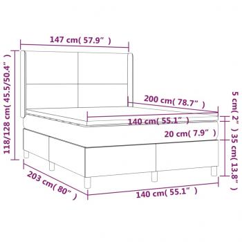 Boxspringbett mit Matratze & LED Creme 140x200 cm Stoff