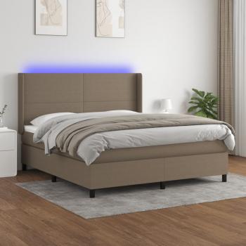 ARDEBO.de - Boxspringbett mit Matratze & LED Taupe 160x200 cm Stoff