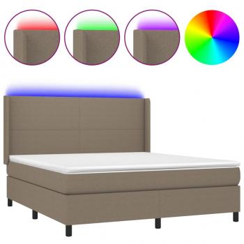 Boxspringbett mit Matratze & LED Taupe 160x200 cm Stoff