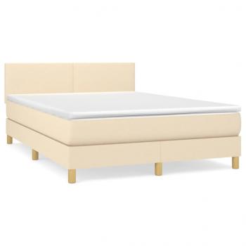 Boxspringbett mit Matratze Creme 140x200 cm Stoff