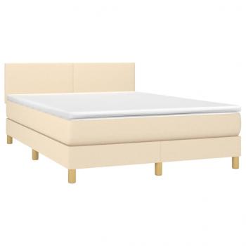 Boxspringbett mit Matratze Creme 140x200 cm Stoff