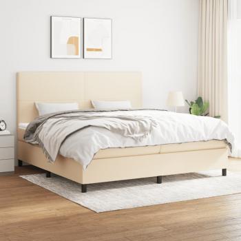 ARDEBO.de - Boxspringbett mit Matratze Creme 200x200 cm Stoff