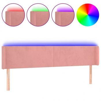 LED Kopfteil Rosa 183x16x78/88 cm Samt