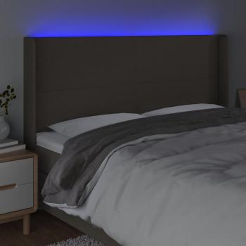 LED Kopfteil Taupe 163x16x118/128 cm Stoff