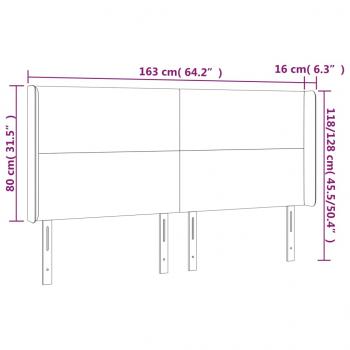 LED Kopfteil Taupe 163x16x118/128 cm Stoff