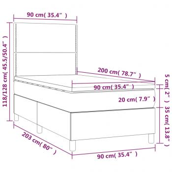 Boxspringbett mit Matratze Schwarz 90x200 cm Kunstleder